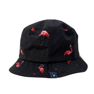 Armstrong Foils Black Bucket Hat with Flamingo Print